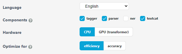 Quickstart Widget in spaCy