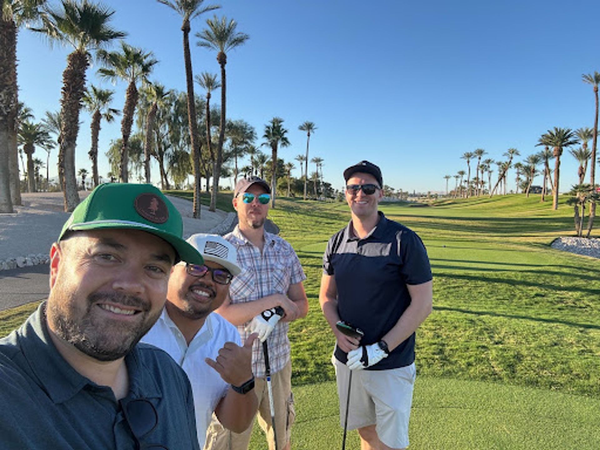 Tom Gleason (left) with his team during a recent offsite.
