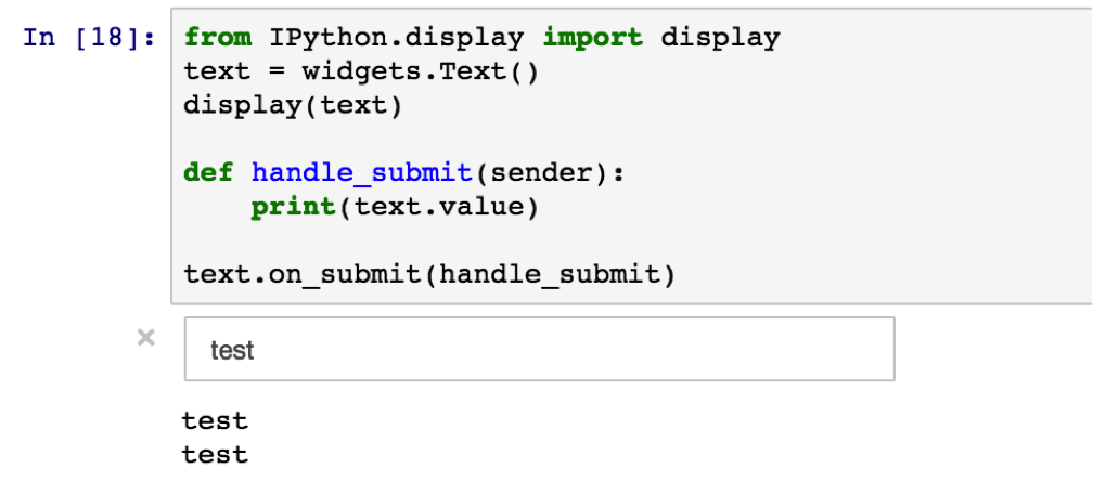 Text submission function in Jupyter