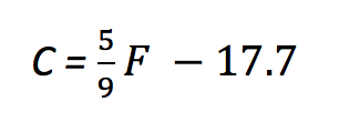 formula for converting temperature