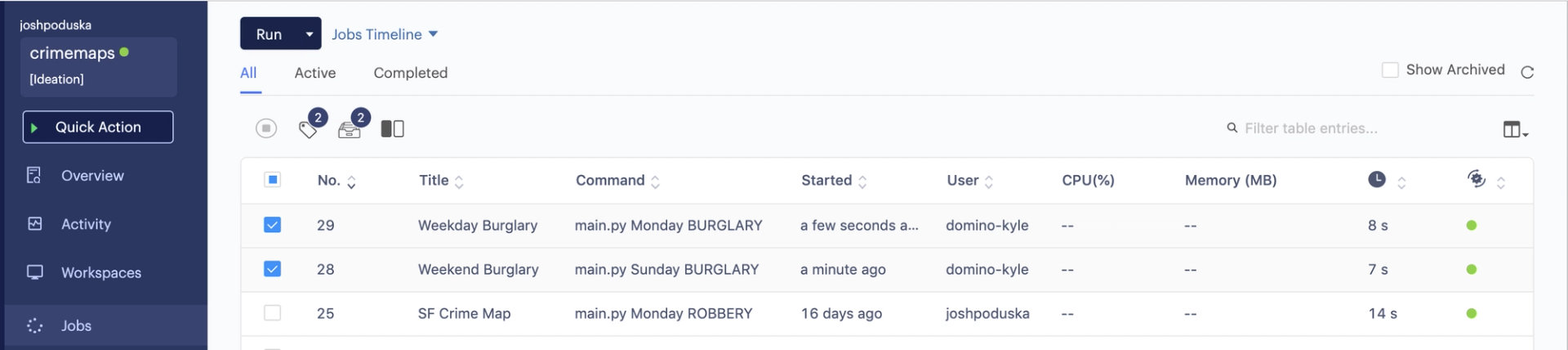 Domino Data Lab Enterprise MLOPs Platform comparing maps