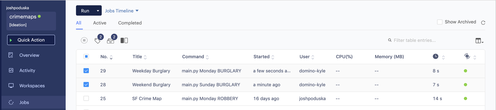 Domino Data Lab Enterprise MLOPs Platform comparing maps