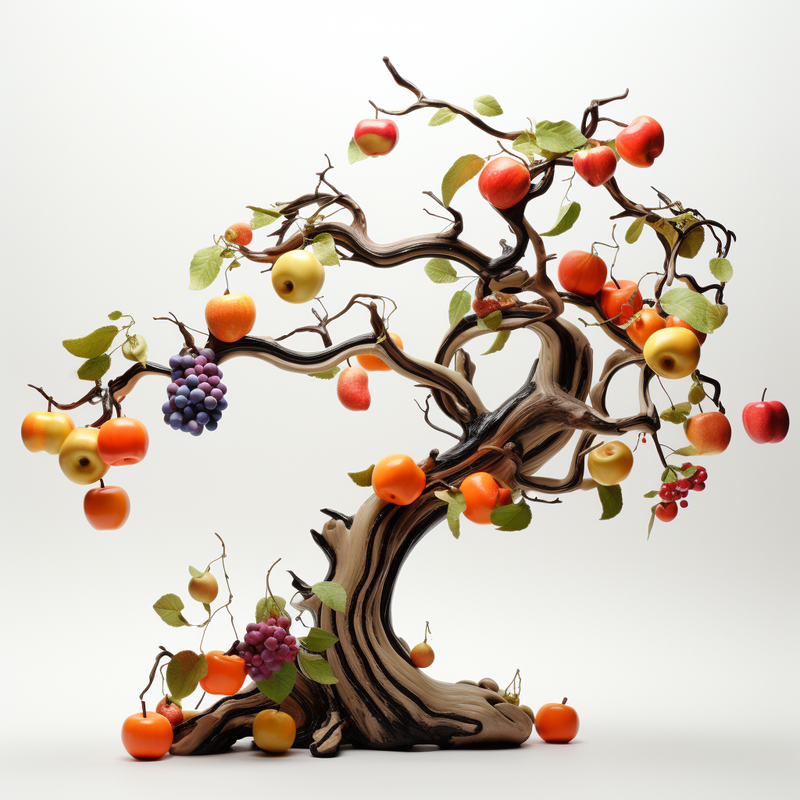 A small tree with ripe, low hanging fruit