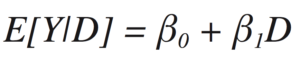 estimate the expected value of Y, given the covariate D