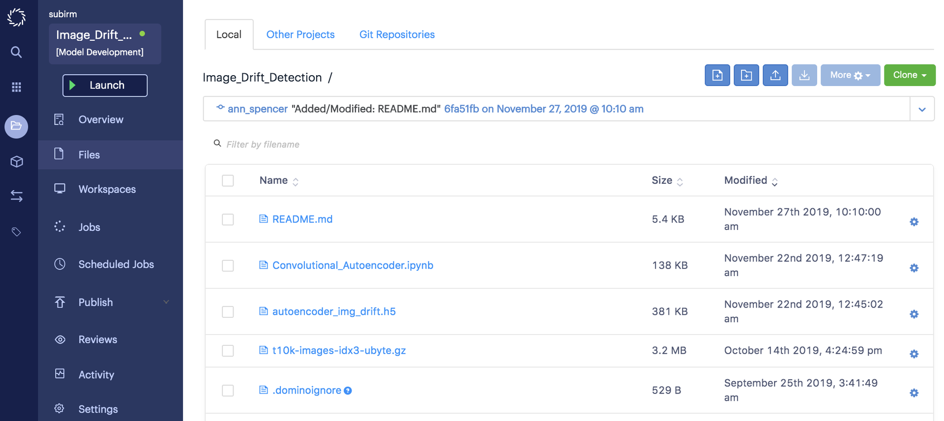 Notebook for Convolutional AutoEncoder in Domino Data Lab