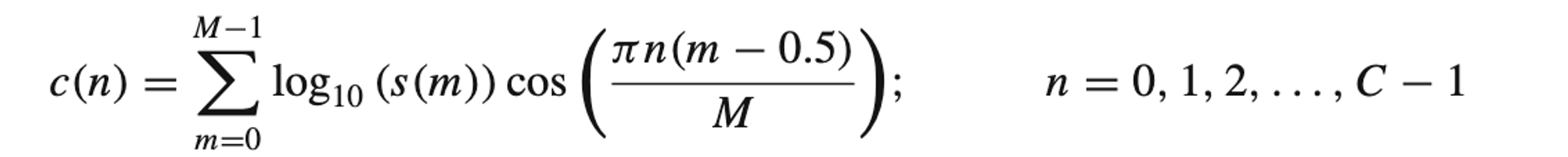 Discrete cosine transform (DCT) of the Mel spectrum