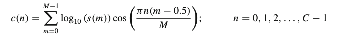 Discrete cosine transform (DCT) of the Mel spectrum