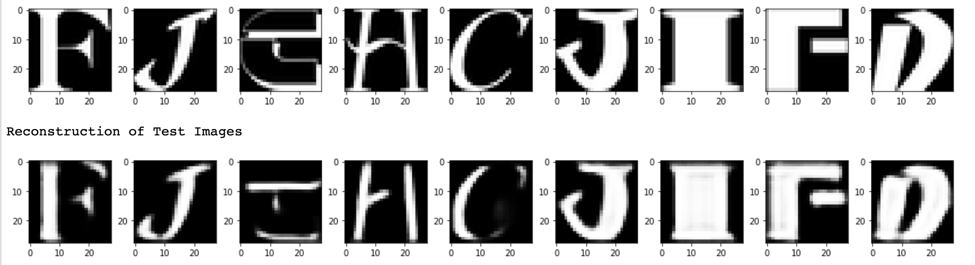 Sample of nonMNIST data and its corresponding reconstruction