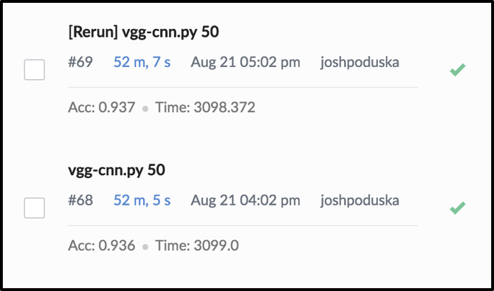 Run Time and Accuracy Recorded in Domino for Easy Comparison