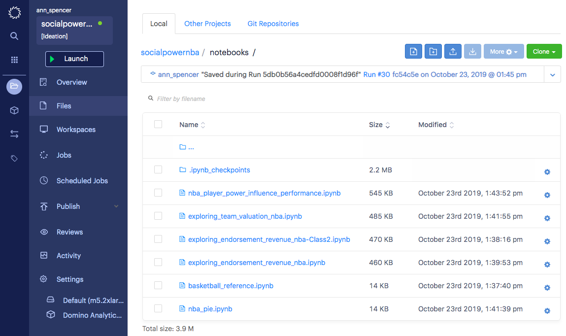 Domino Data Lab Enterprise MLOPs NBA workshop