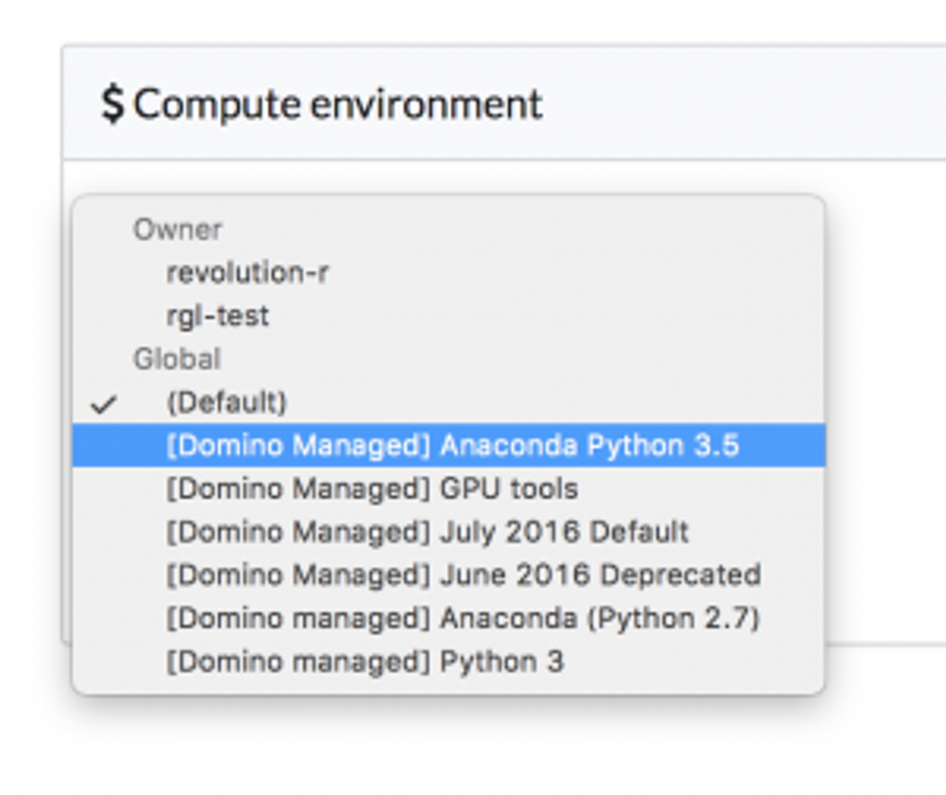 Domino Data Lab running Anaconda