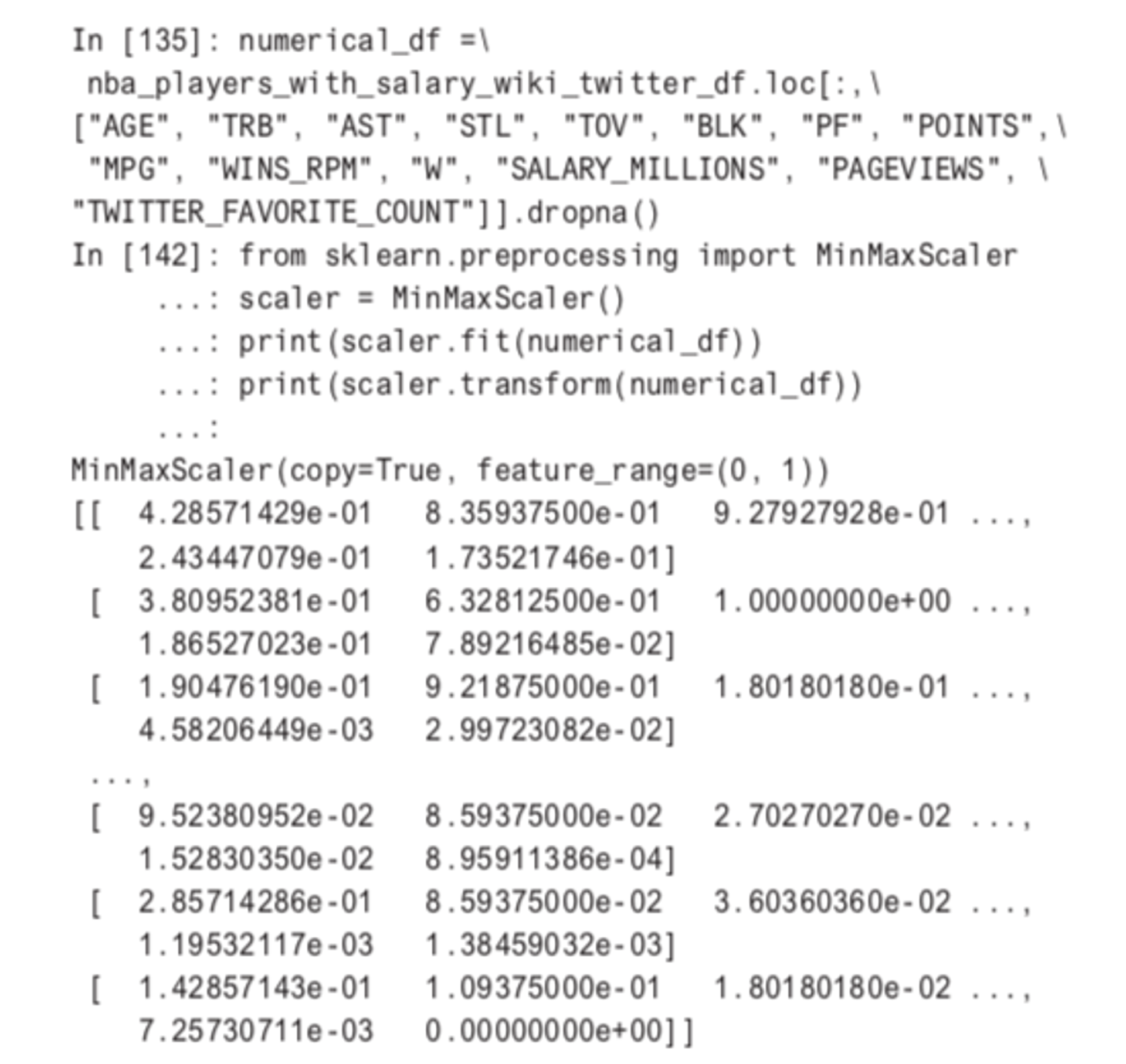 Unsupervised ml code for NBA player data