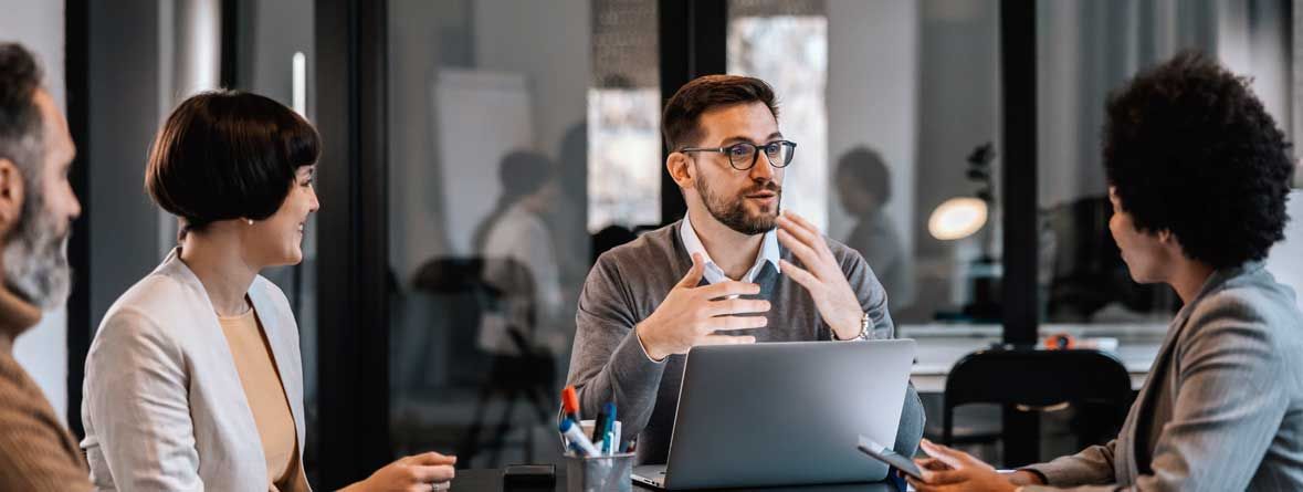 People in a work meeting