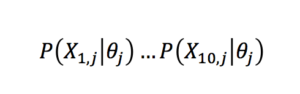 multiplying the ten individual response probabilities