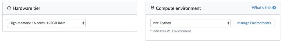 Hardware tier and compute environment