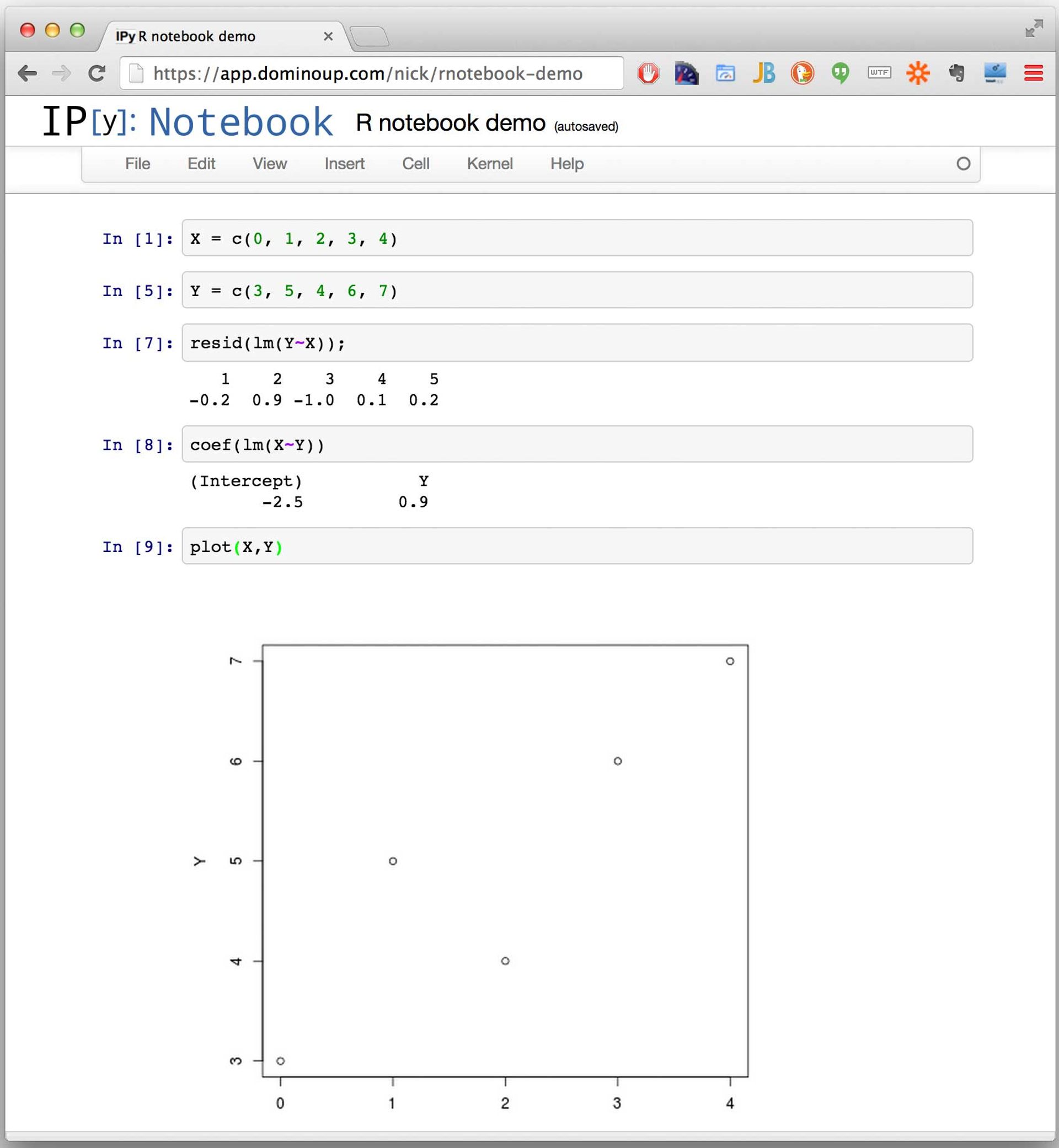 R notebook demo in Domino