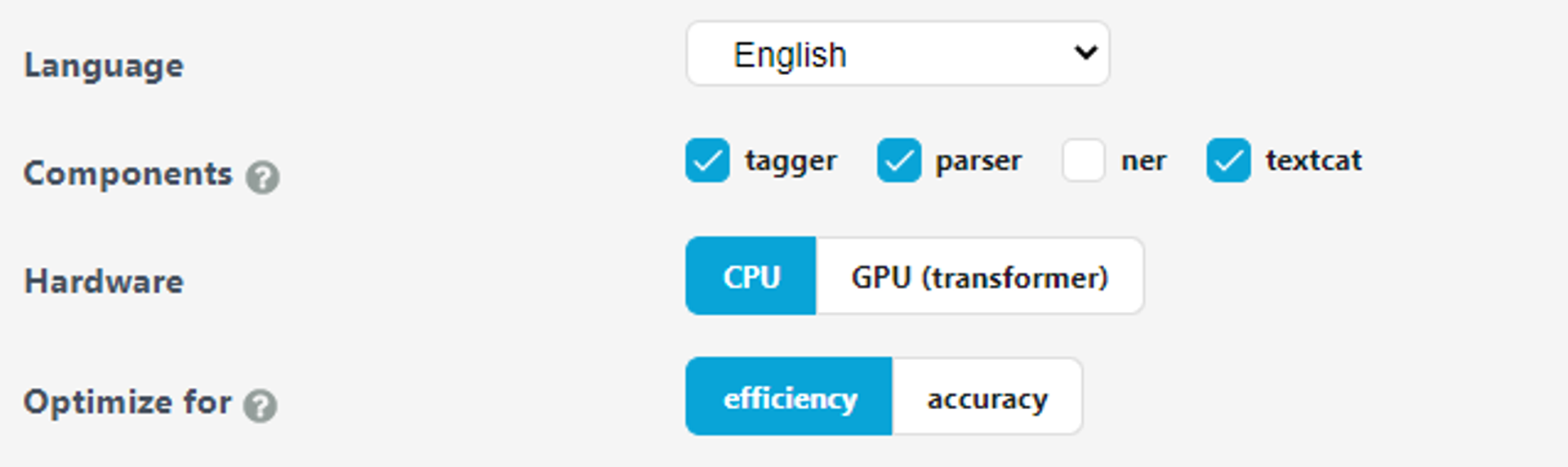Quickstart Widget in spaCy
