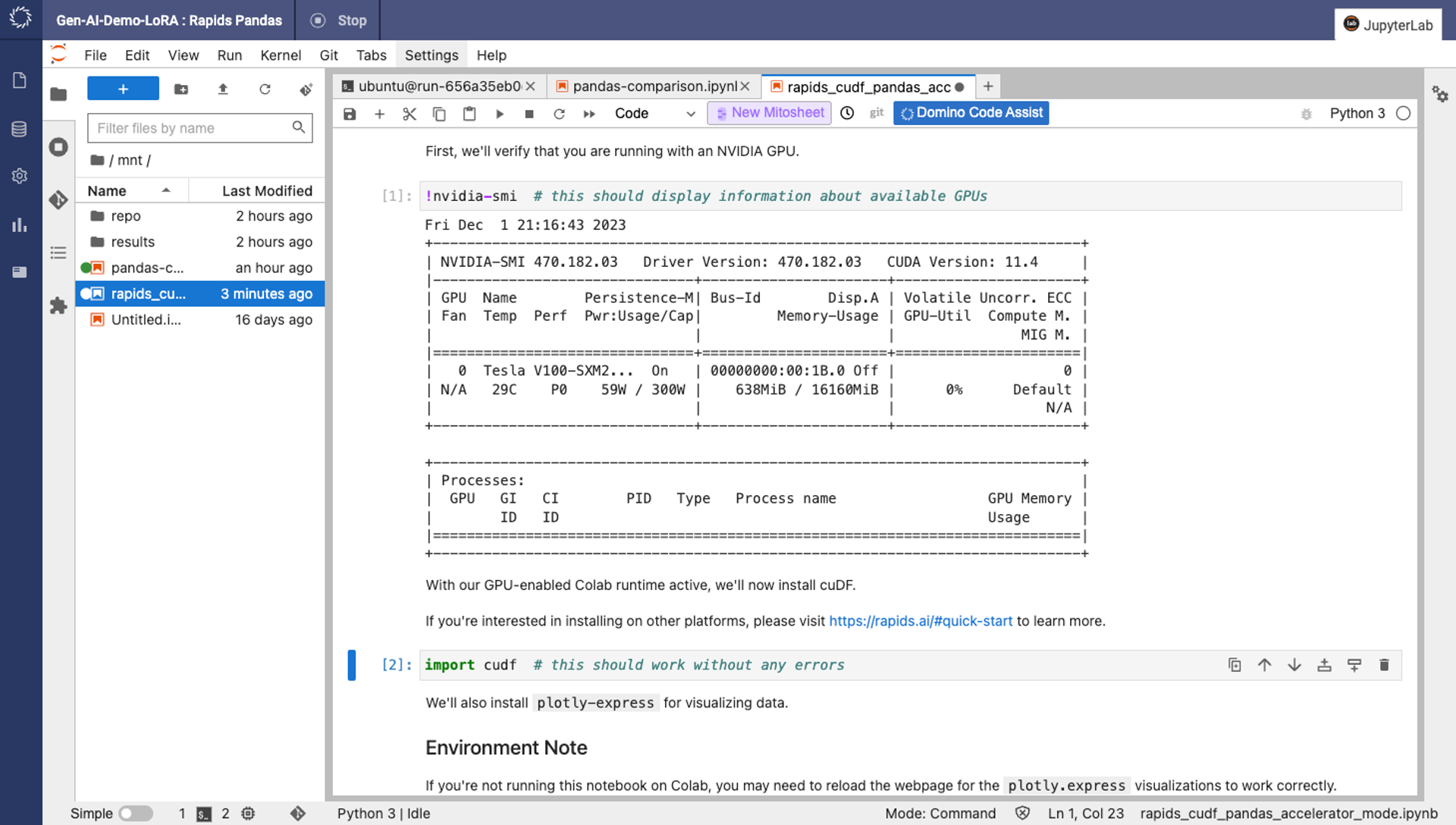 Listing of NVIDIA Hardware inside of a Jupyter Notebook