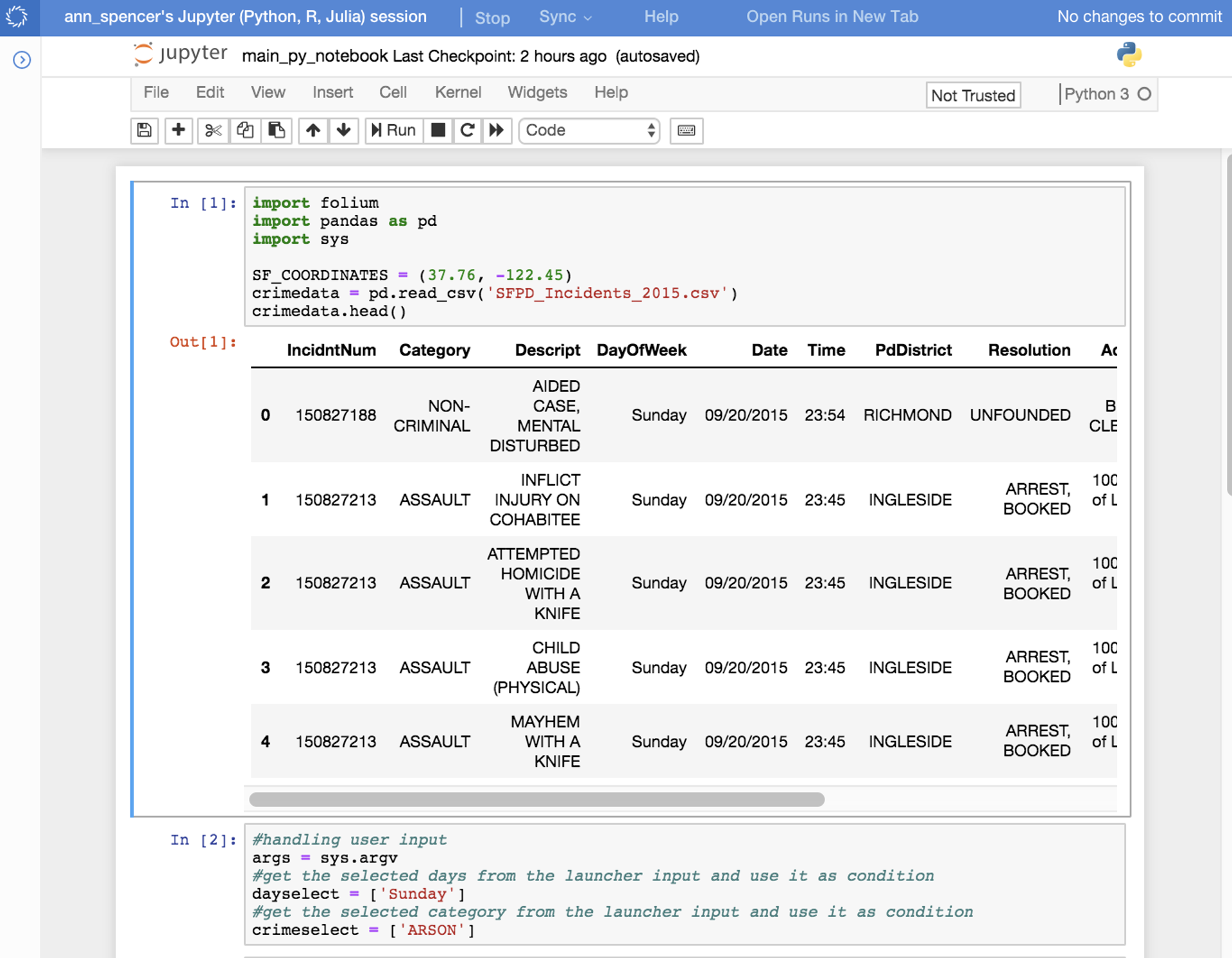 Python script for categorizing data for Folium project