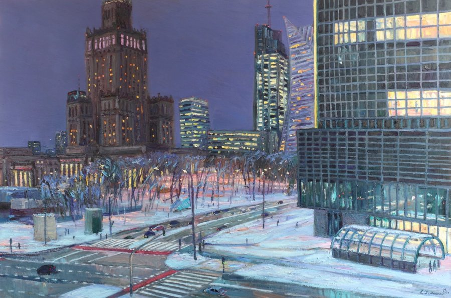 Warszawa Zima 100x150cm 2022