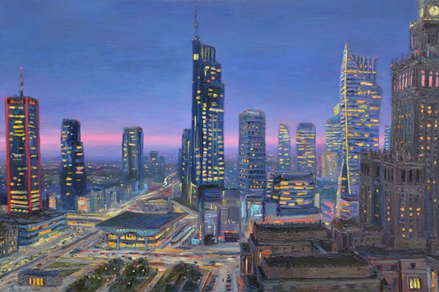 Warszawa Zmierzch 100x150cm