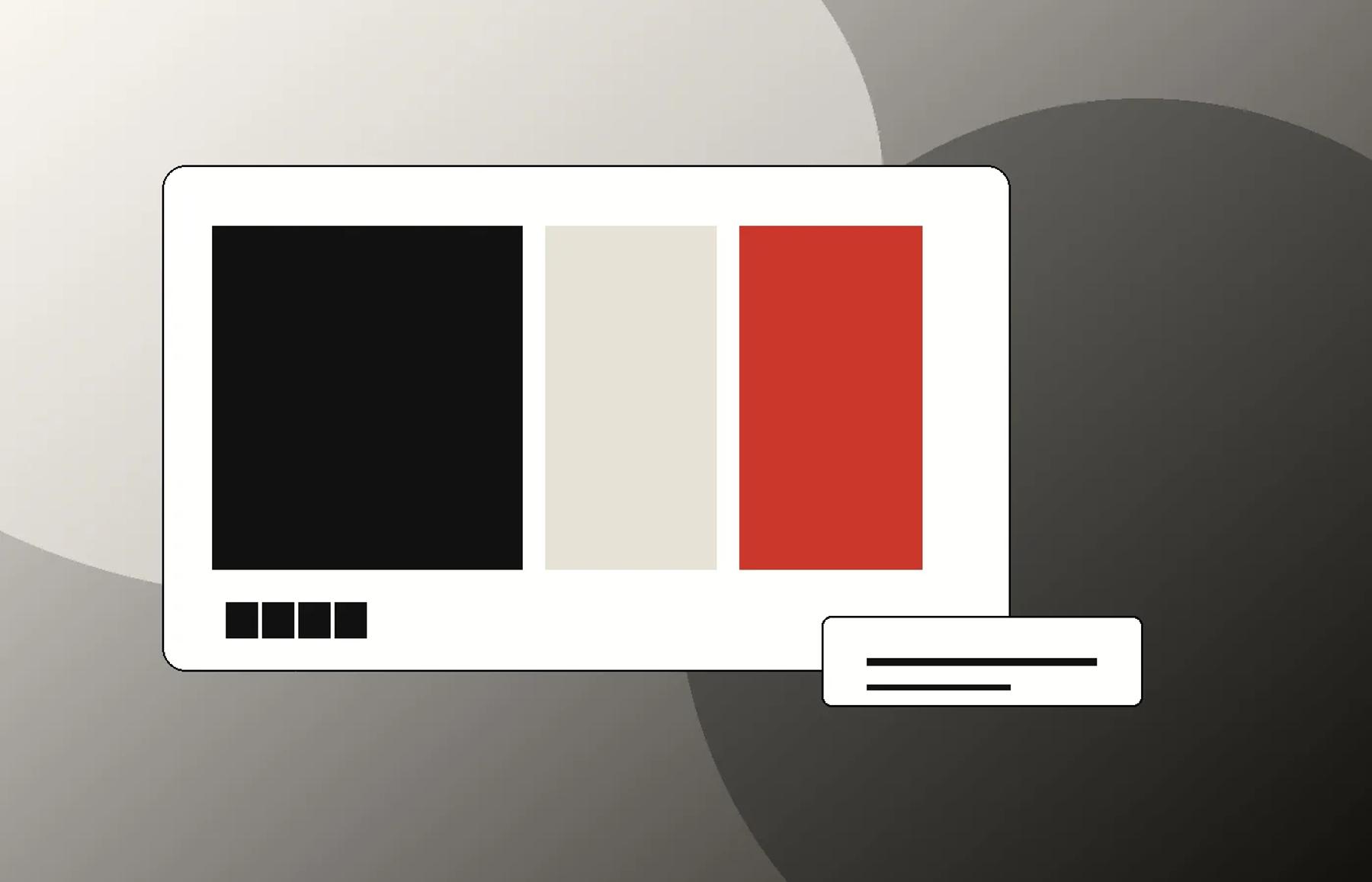 Visuell identitet med fargeflater og designkomponenter