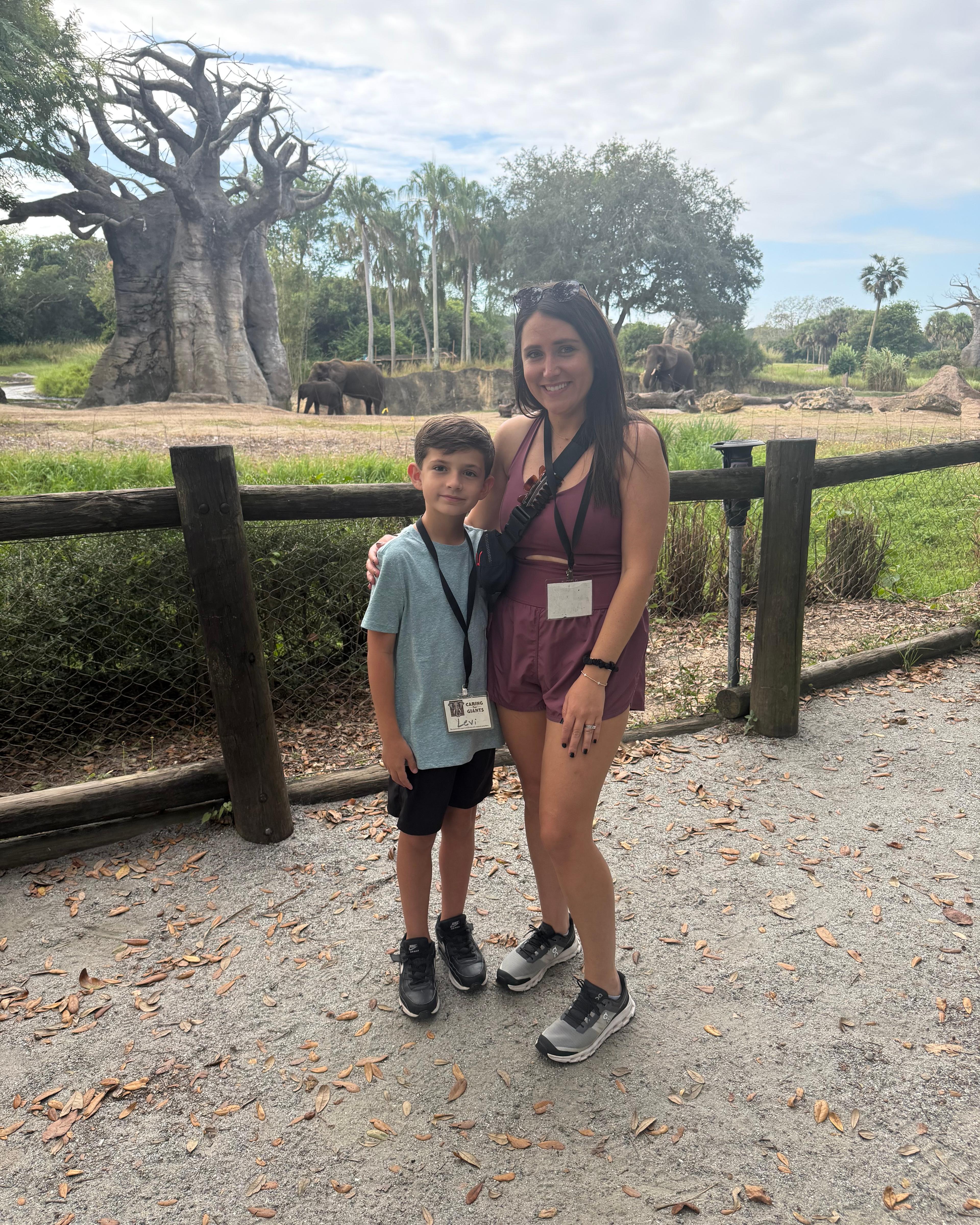 Amanda Wittman and family outside of animal viewing area