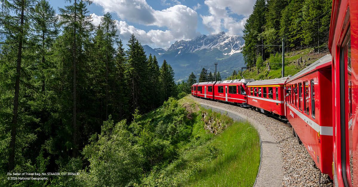 Expedition train on mountainside