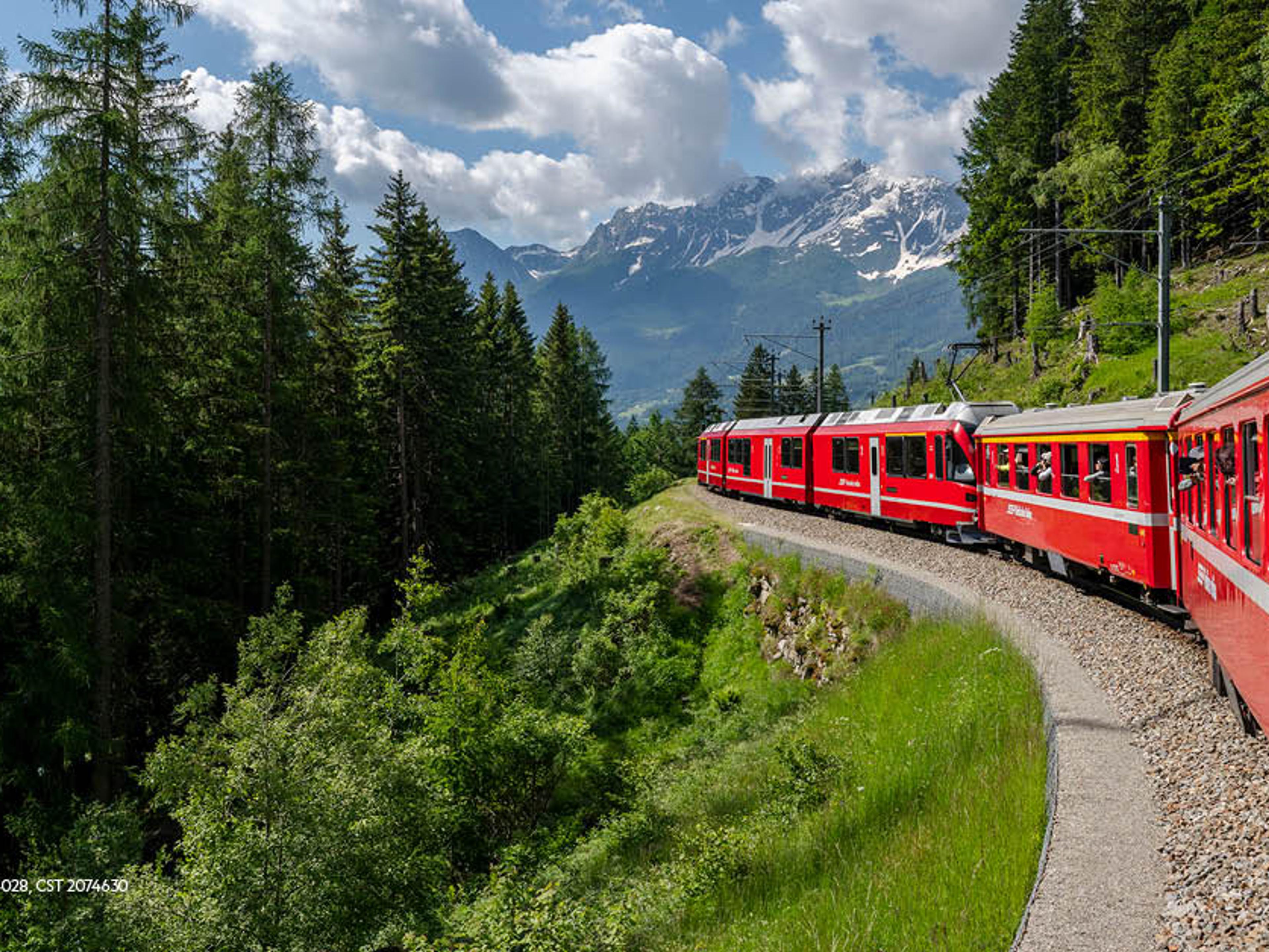 Expedition train on mountainside