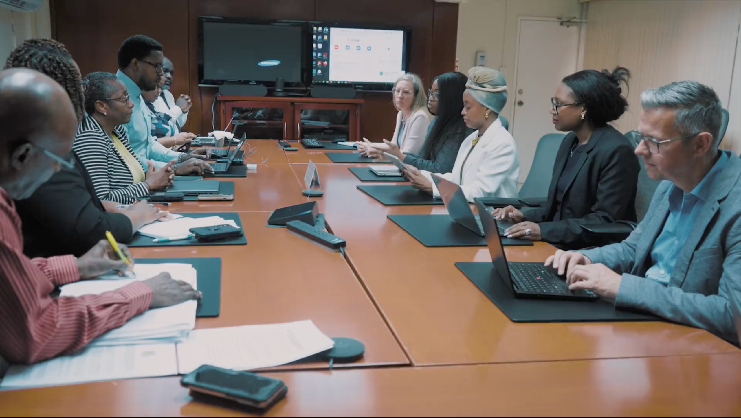 Meeting in a meeting room