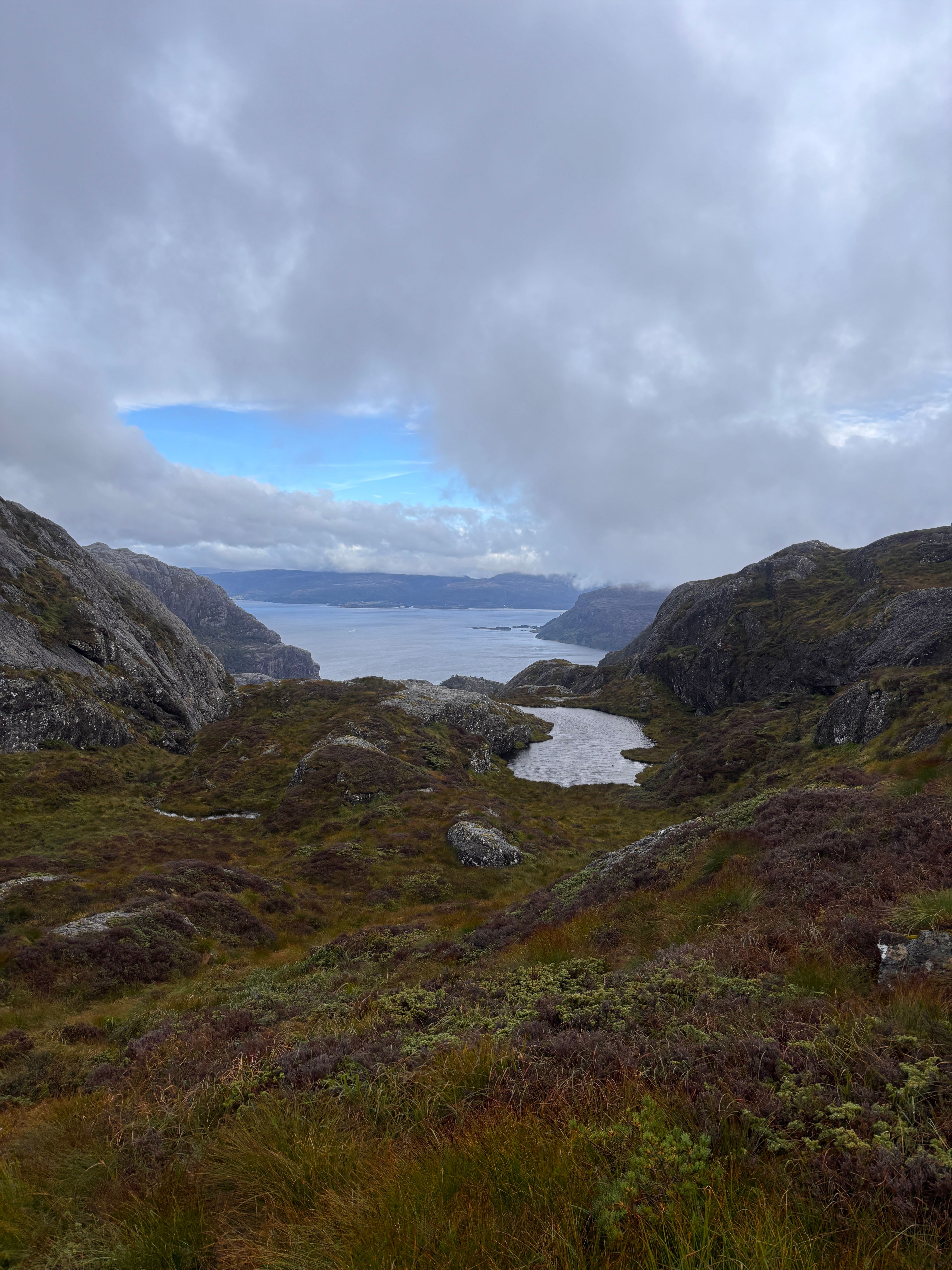 Viddelandskap med fjordene i Hyllestad i bakgrunnen.