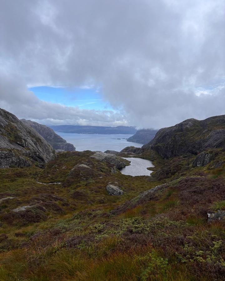 Viddelandskap med fjordene i Hyllestad i bakgrunnen.