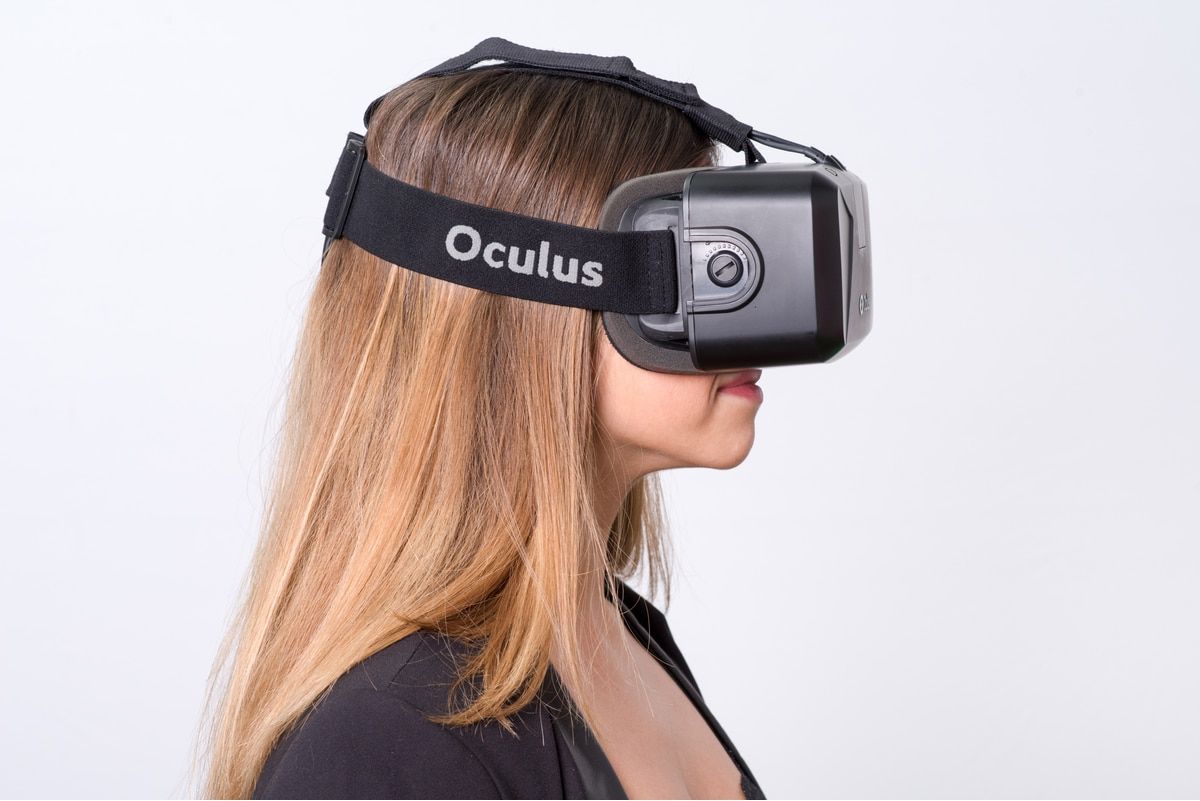 Woman wearing Oculus headset