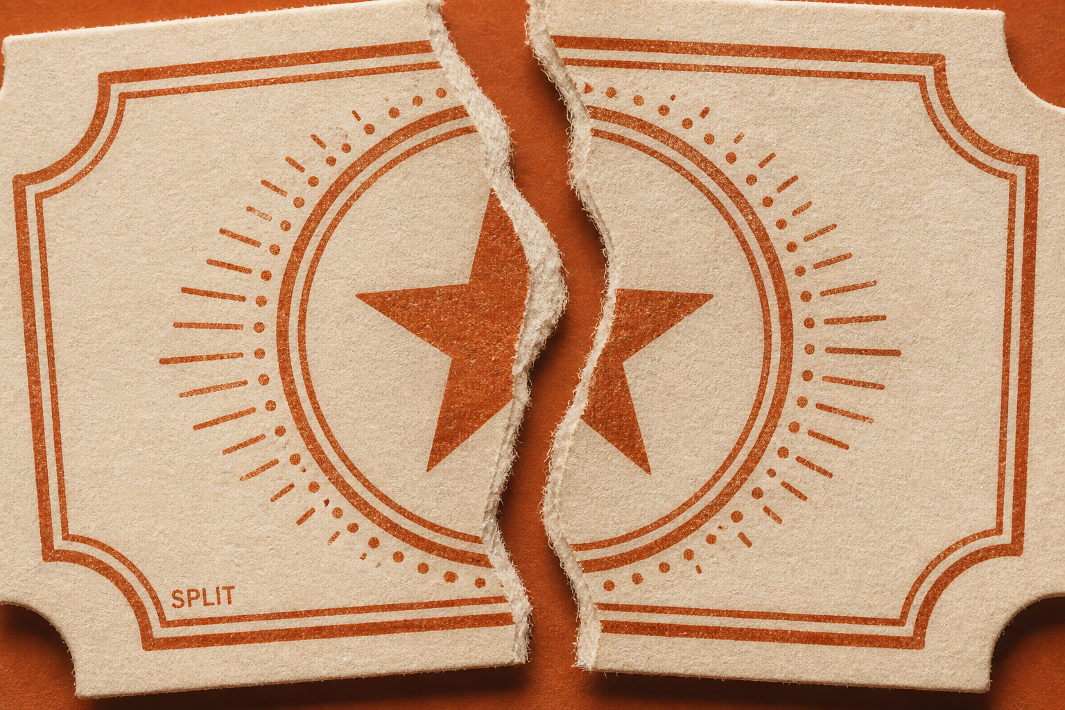 A torn ticket stamped SPLIT.