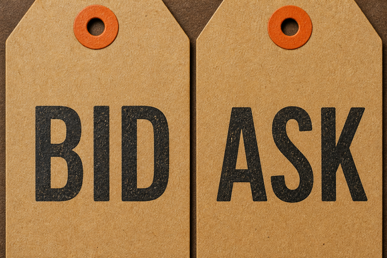 BID and ASK tags with orange grommets.