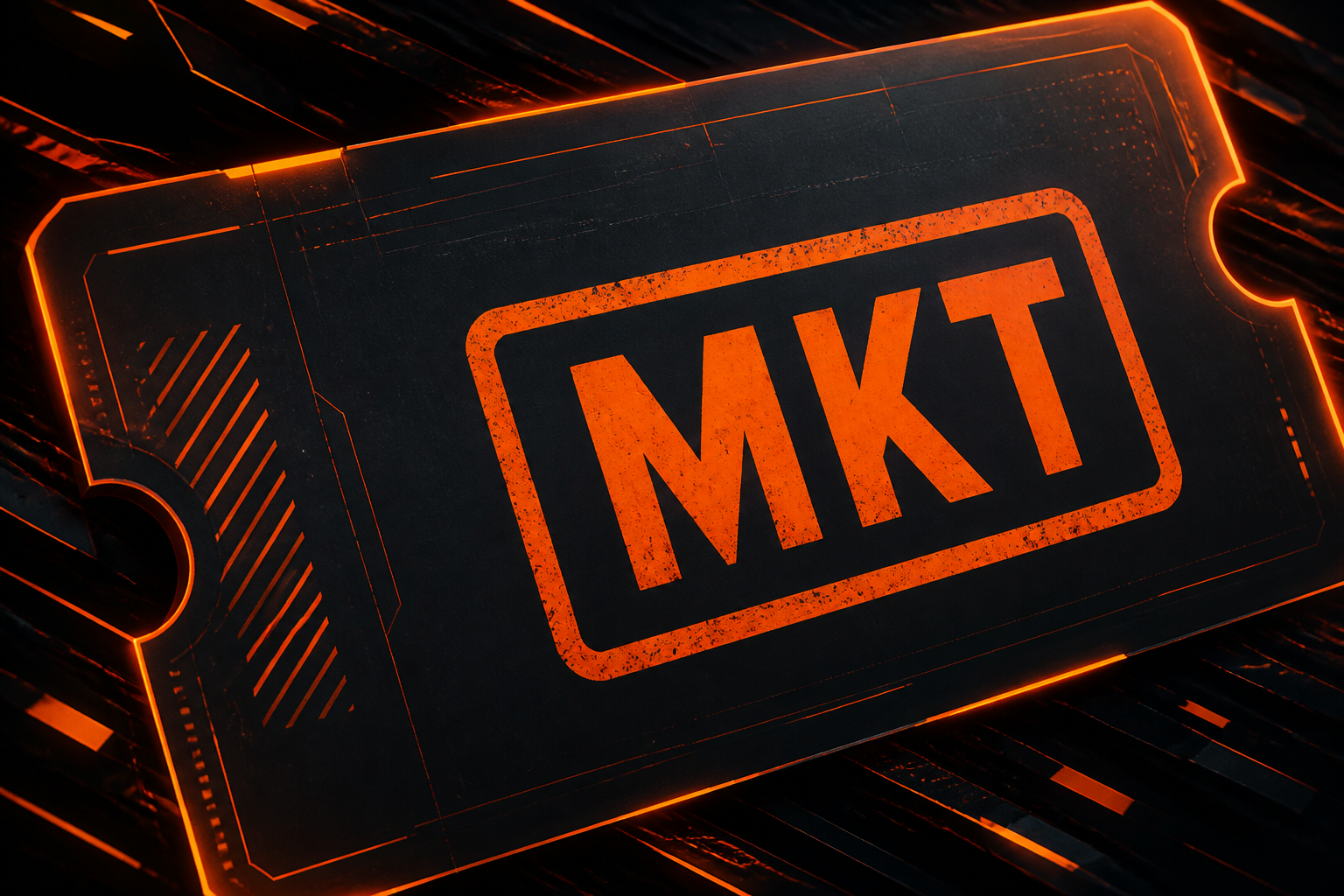 A dark ticket stamped MKT with an orange glow.
