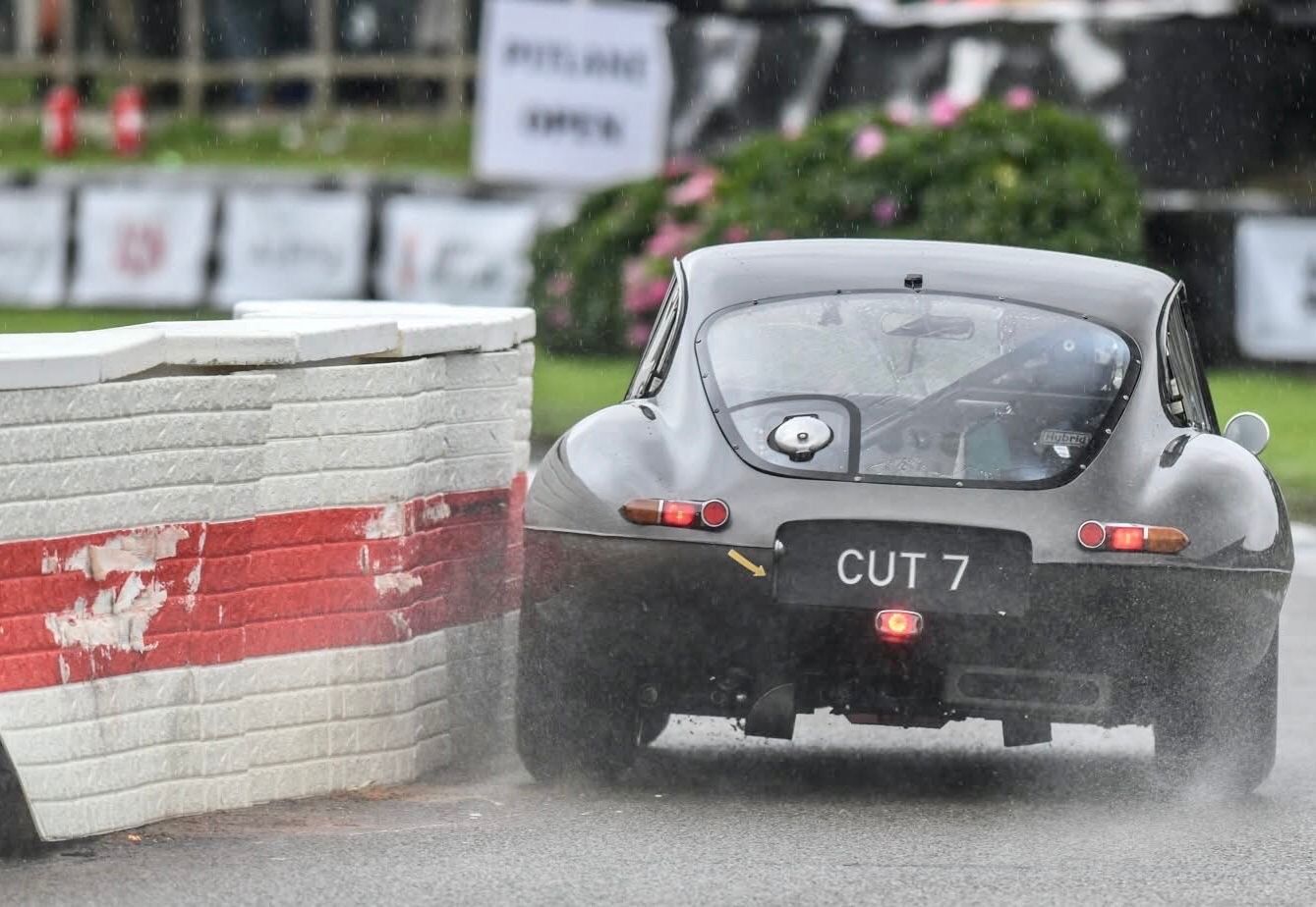 Hugging the race line as the rain comes down