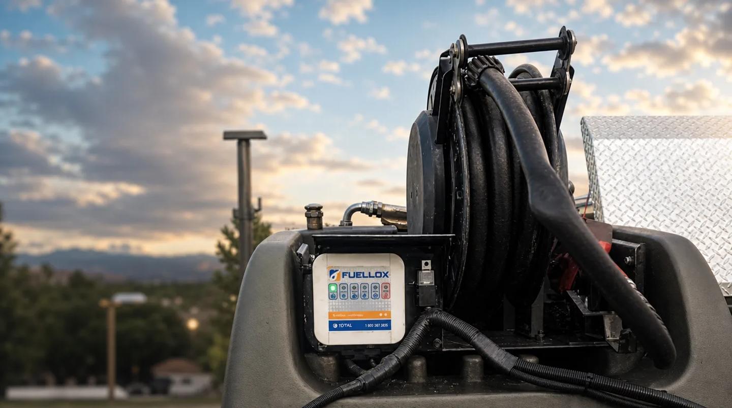 Fuellox unit fitted to a diesel tank on site