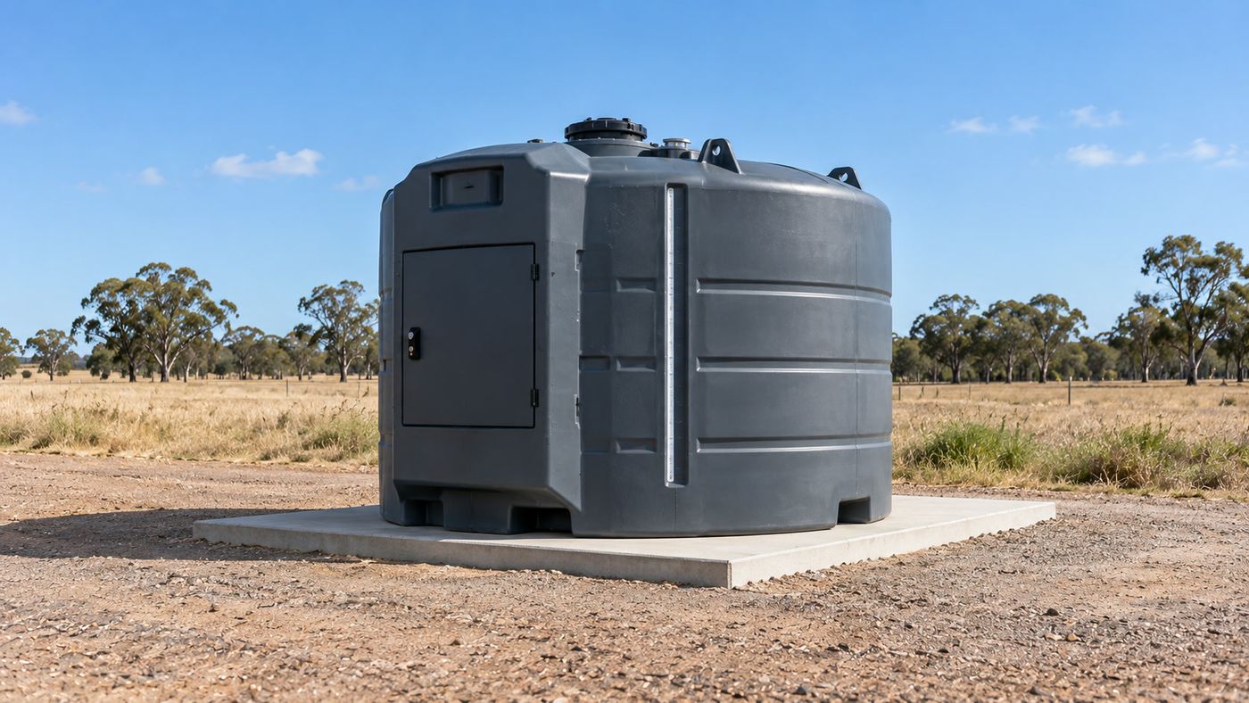 Self bunded poly diesel tank on a concrete pad