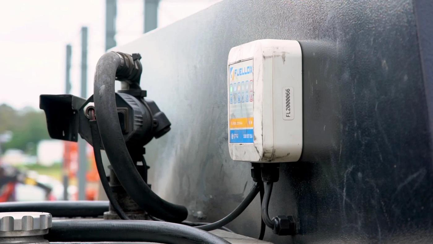 A Fuellox unit on a diesel tank, beside the pump