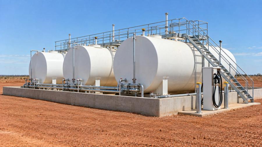 Bulk diesel tank farm with a pedestal dispense point
