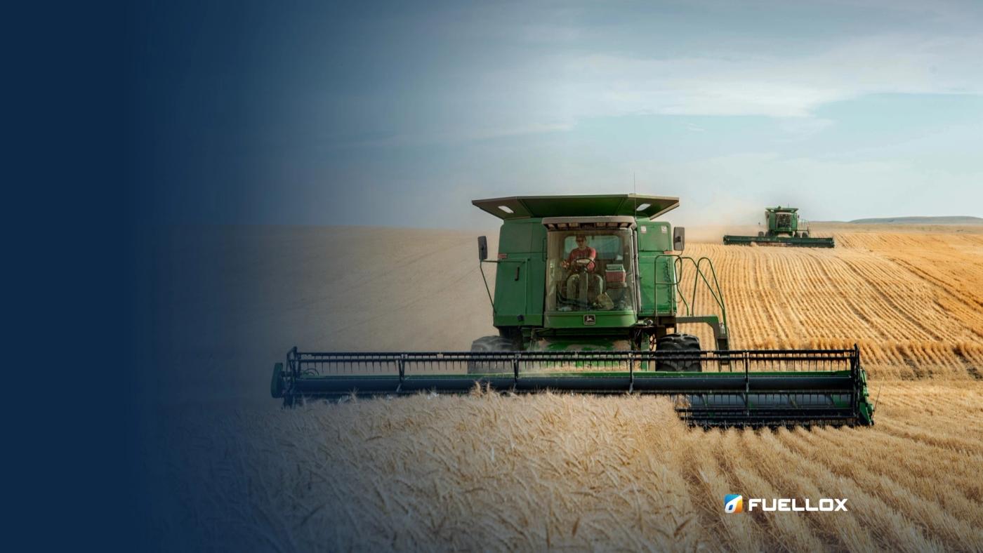Header harvesting wheat on a broadacre paddock, with a second header working behind it