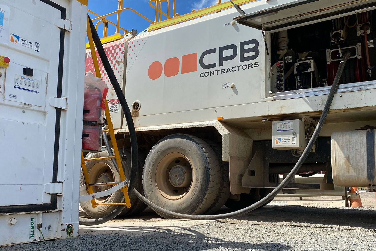 A service truck refuelling plant on site