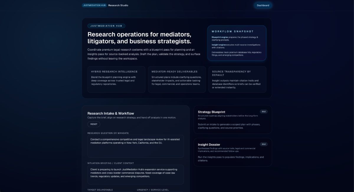 Research Studio — legal research workspace