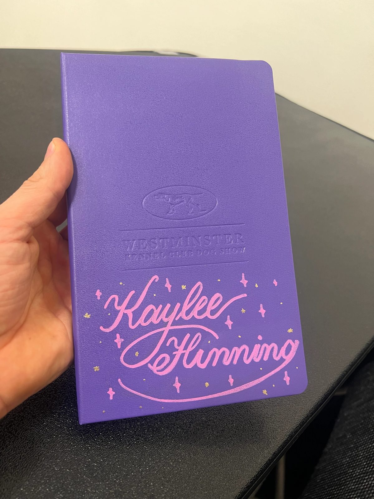 Hand-lettered and illustrated purple notebook