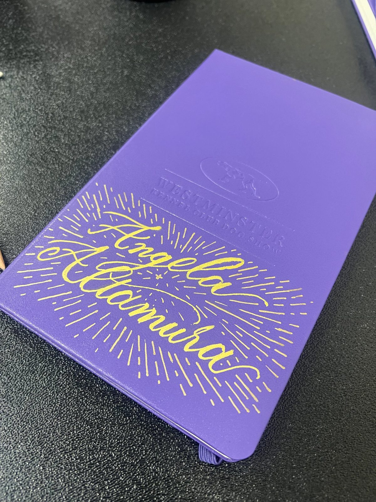 Hand-lettered and illustrated purple notebook