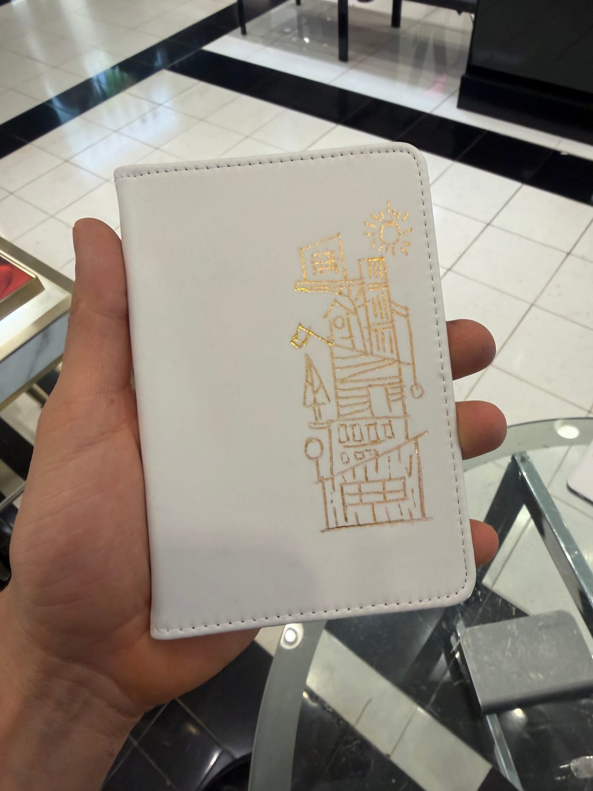 Architectural illustration drawn on a small notebook