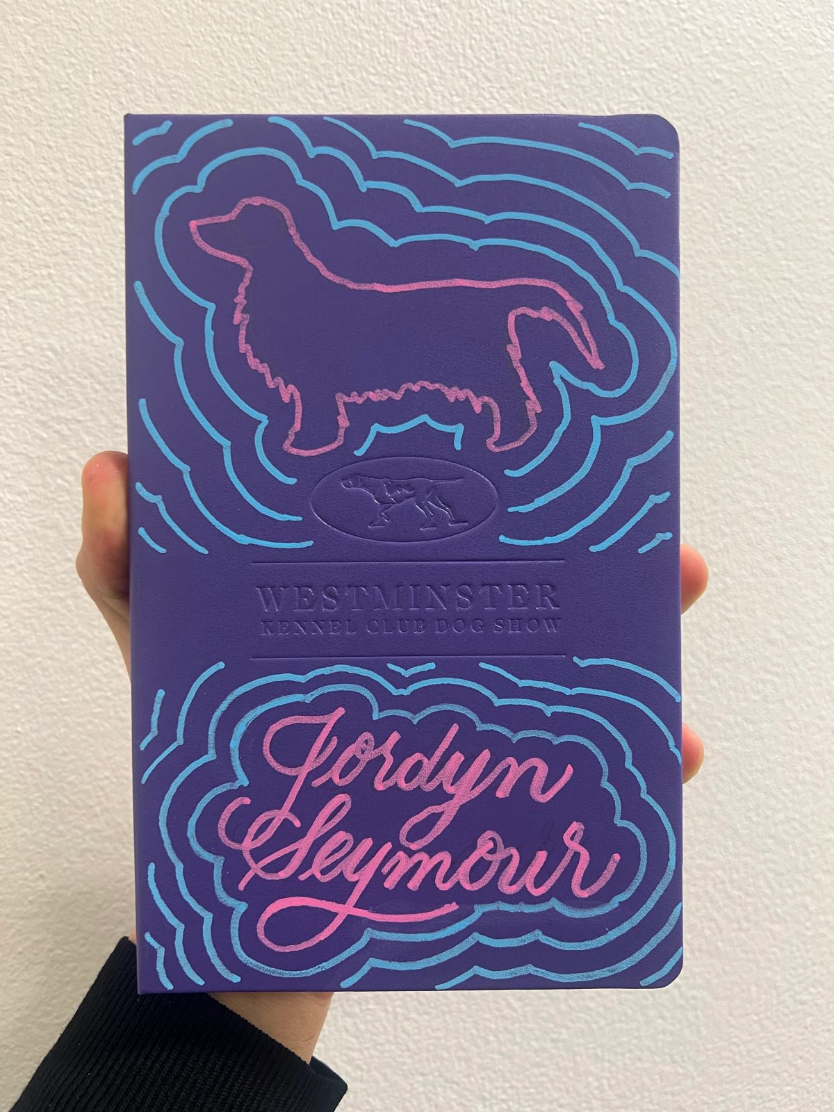 Hand-lettered and illustrated purple notebook
