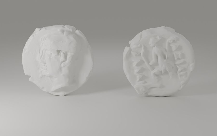 Vizualizacija replika iz 3D modela — Ø 30 mm, bijela smola: avers; revers