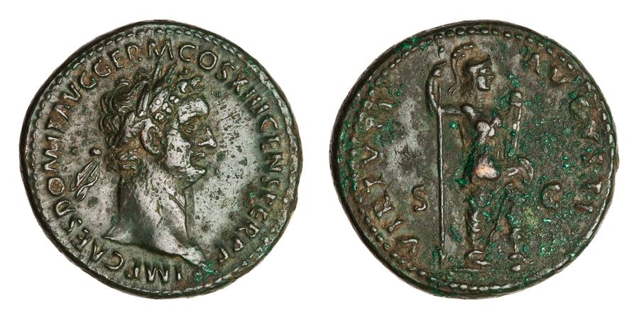 Original istog tipa, avers i revers: American Numismatic Society, New York, 1944.100.42600 (RIC II.1 550). Licenca: Public Domain Mark 1.0.
